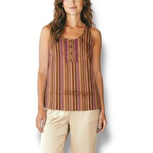 Marina Rinaldi Size 2X 100% Silk Chiffon Striped Sleeveless Blouse 29